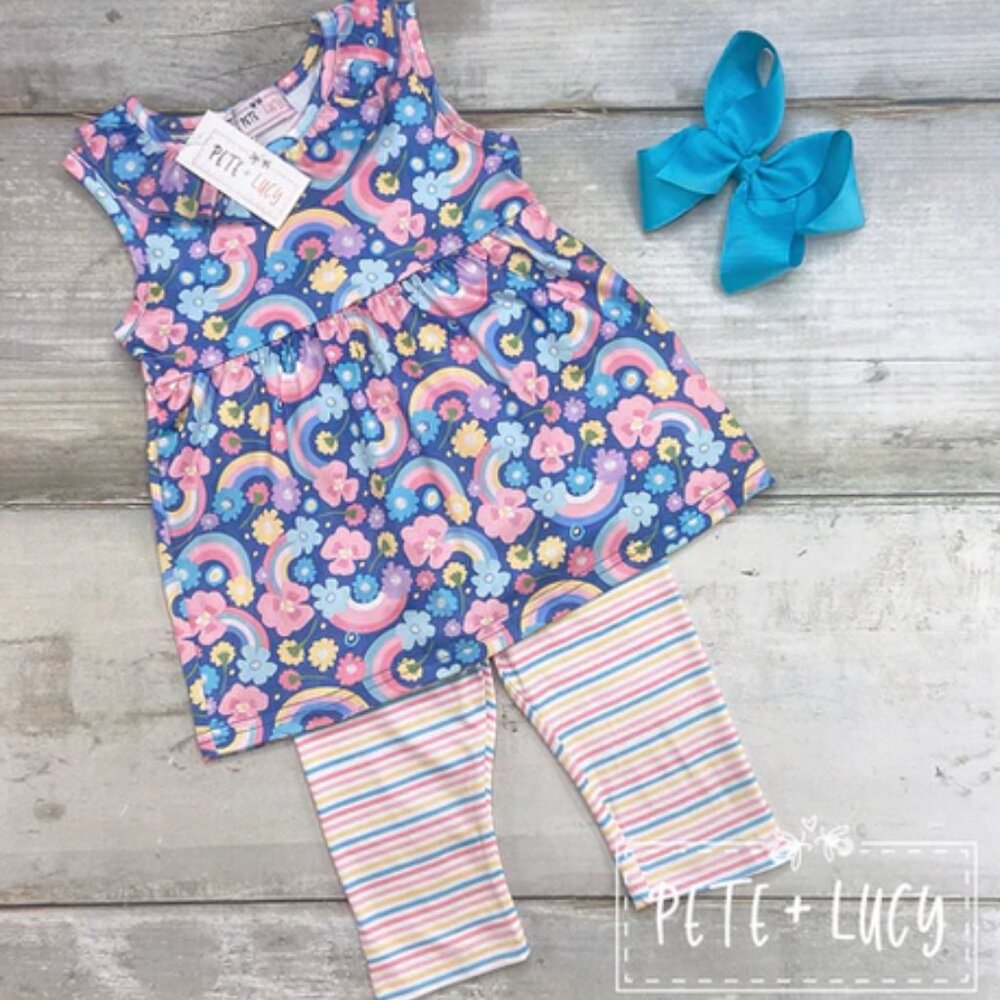 NWT Rainbow Bright capri set by Pete + Lucy